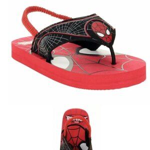 New Marvel Spiderman Flip Flop Sandals with strap red black boys toddler M 7-8